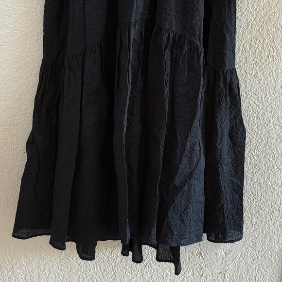 AYR Dress Magic Hour Maxi Sleeveless Crinkle Tiered Chic Minimalist Black Small - Picture 7 of 10